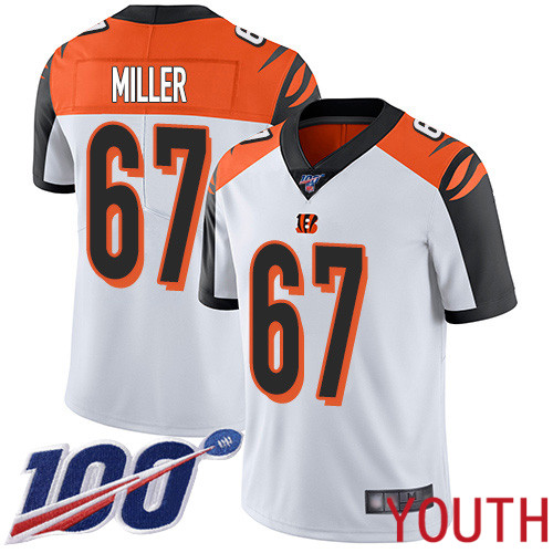 Cincinnati Bengals Limited White Youth John Miller Road Jersey NFL Footballl 67 100th Season Vapor Untouchable